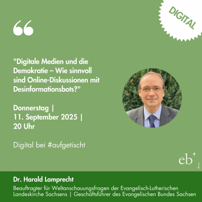 'Digitale Medien und die Demokratie – Wie sinnvoll sind Online-Diskussionen mit Desinformationsbots?" mit Dr. Harald Lamprecht
