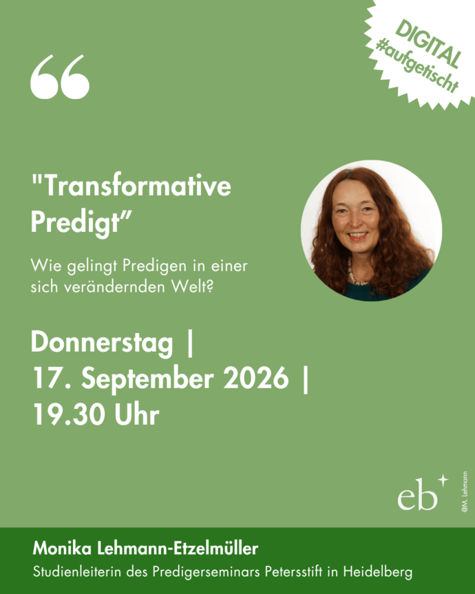 Wie gelingt Predigen in einer sich verändernden Welt? In den Veränderungsprozess, den auch die Homiletik erfährt, bringt Transformative Homiletik einen neuen Ansatz. Sie nimmt Impulse aus neuen Konzeptionen der Predigtkunst auf und blickt dafür über den westlich-weißen Tellerrand hinaus. Der Entwurf von Sabrina Müller und Jasmine Suhner “Jenseits der Kanzel“ ist von Machtsensibilität und Partizipation geprägt. Er ermutigt zu einem Predigtverständnis im Rahmen einer vielfältigen religiösen Kommunikationsgeschehens auch jenseits der Kanzel.